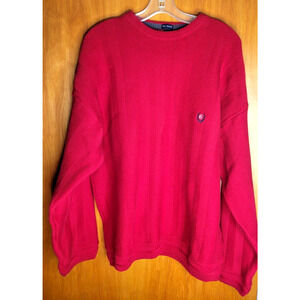 Chaps Ralph Lauren Sweater Mens Extra Large Red Long Sleeve Hand Framed Knit